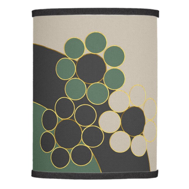 Elegant design, floral, simple, circles, gold line lamp shade (Right)