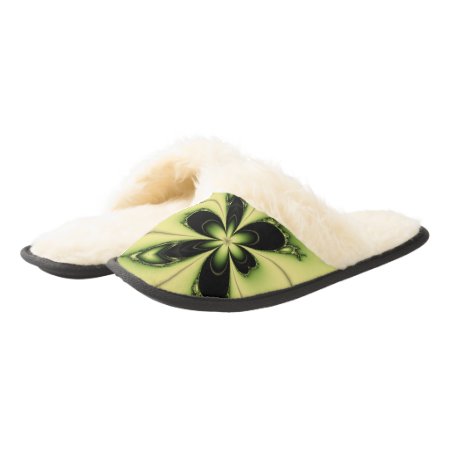 Elegant Design Green Butterfly Fractal Pair Of Fuzzy Slippers