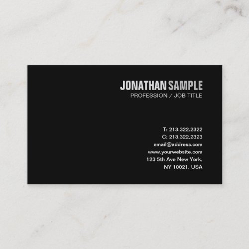 Elegant Design Modern Minimalist Black Plain Business Card