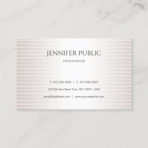 Elegant Design Modern Plain Faux Silver Shiny Luxe Business Card
