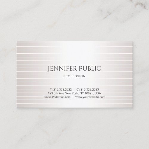 Elegant Design Modern Plain Glamorous Faux Silver Business Card