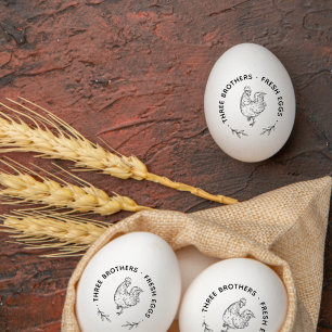 Elegant Design Rustic Custom Farm Name Egg Rubber Stamp