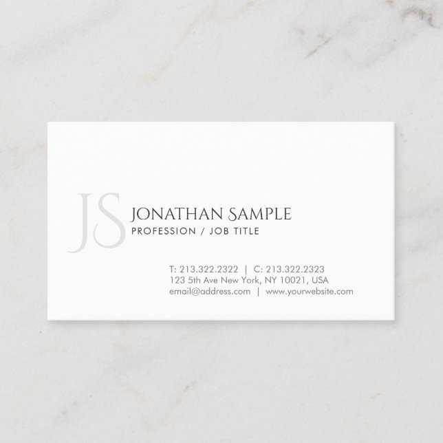 Elegant Design Simple Chic Trendy Monogram Business Card (Front)