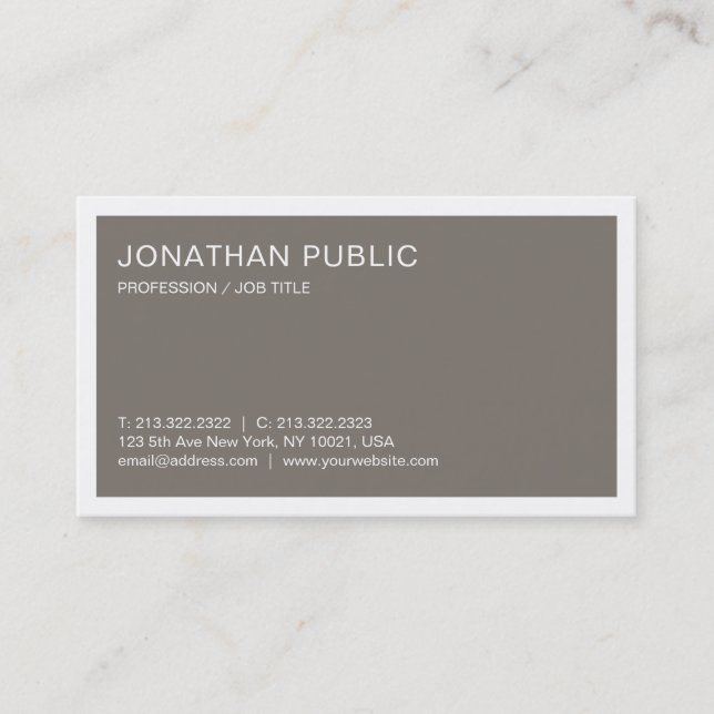 Elegant Design Sleek Plain Trendy Brown Luxury Business Card (Front)