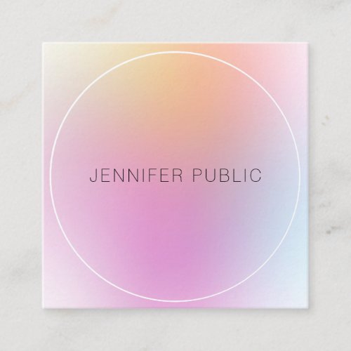 Elegant Design Template Modern Colorful Trendy Square Business Card