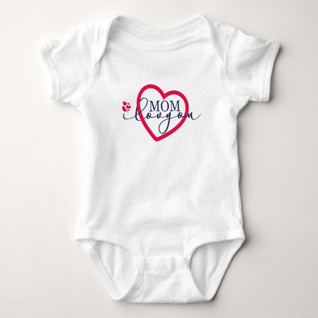 Elegant design Text Mom I Love You With Heart  Baby Bodysuit (Front)