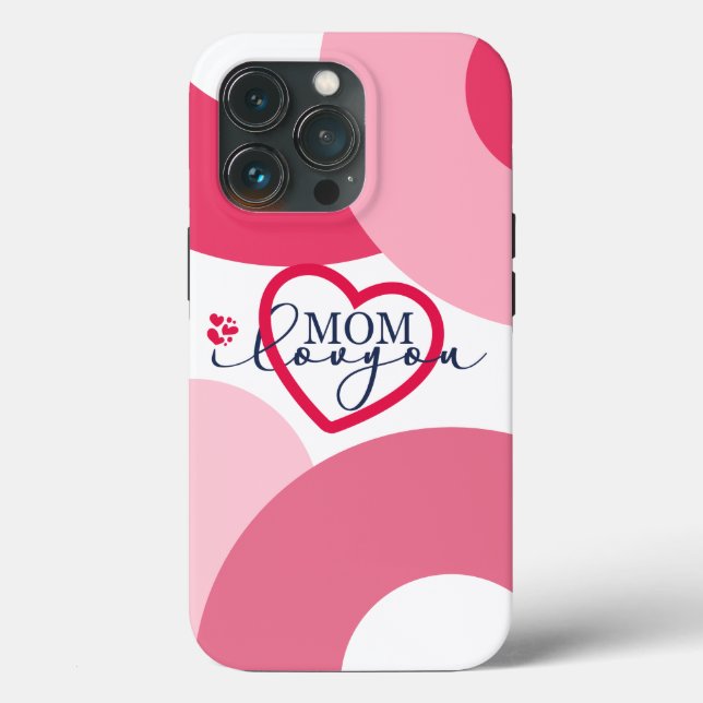 Elegant design Text Mom I Love You With Heart  Case-Mate iPhone Case (Back)