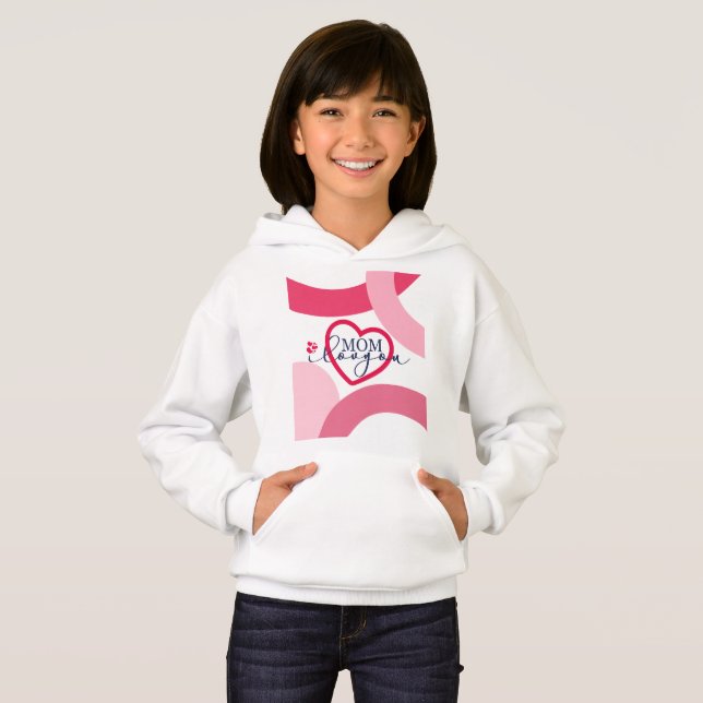 Elegant design Text Mom I Love You With Heart  Hoodie (Front Full)