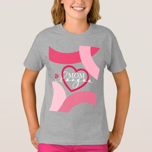 Elegant design Text Mom I Love You With Heart T_Shirt