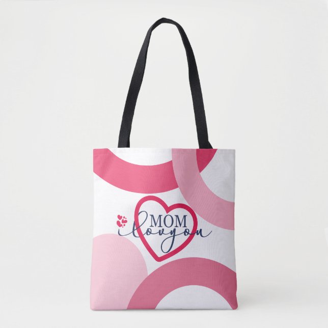 Elegant design Text Mom I Love You With Heart Tote Bag (Front)