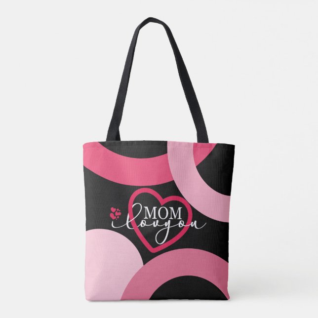 Elegant design Text Mom I Love You With Heart Tote Bag (Back)