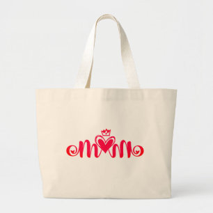 Elegant Design Text Mom With Heart Large Tote Bag