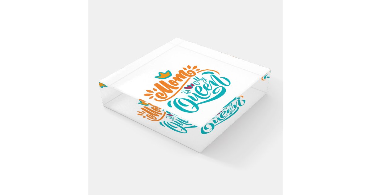 Typography Paperweight Elegant Design Typography Mom Is My Queen Paperweight | Zazzle
