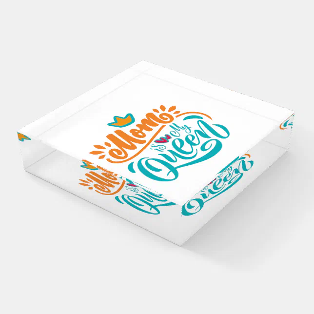 Typography Paperweight Elegant Design Typography Mom Is My Queen Paperweight | Zazzle