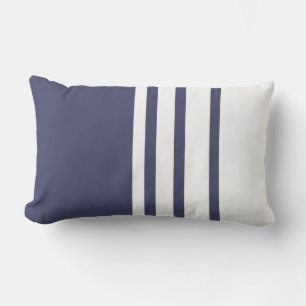 Elegant design, vertical stripes, navy blue, white lumbar pillow