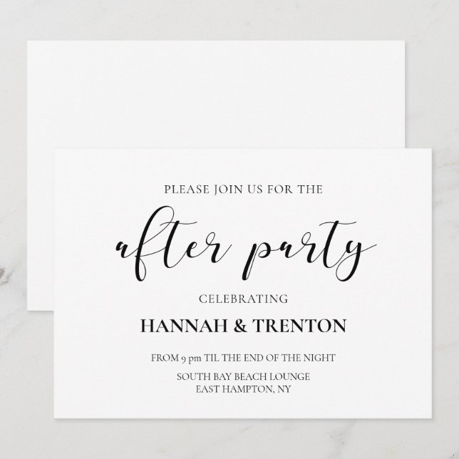 Elegant design wedding after party invitation (Front/Back)