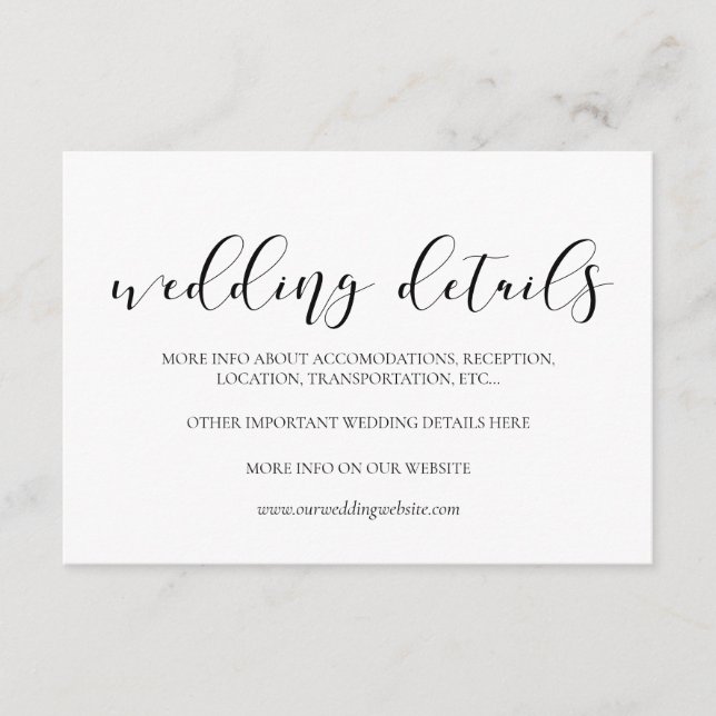 Elegant design wedding details card (Front)