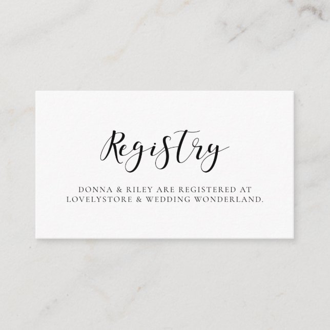 Elegant design wedding registry card (Front)