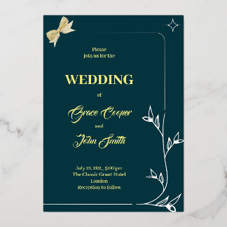 ELEGANT DESIGN WITH DARK BLUE BACKGROUND  FOIL INVITATION