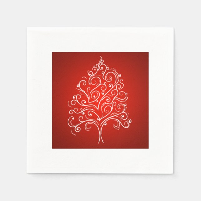 Elegant Designer Christmas Tree Holiday Xmas Napkins (Front)
