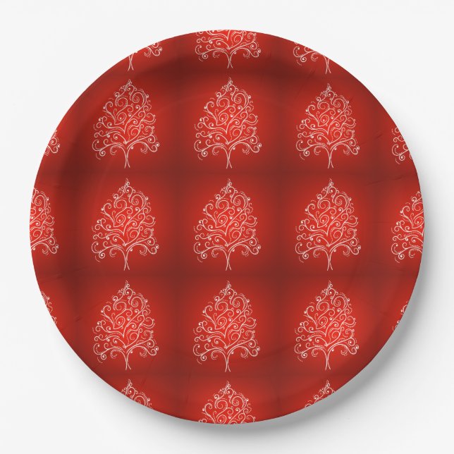 Elegant Designer Christmas Tree Holiday Xmas Paper Plates (Front)