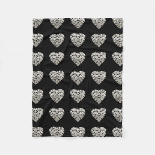 Elegant Designer Heart Fleece Blanket