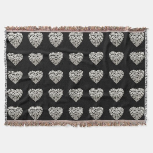 Elegant Designer Heart Throw Blanket