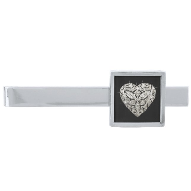 Elegant Designer Heart Tie Bar (Front)