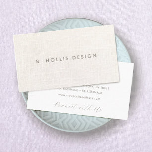 Elegant Designer White Linen (image) Business Card