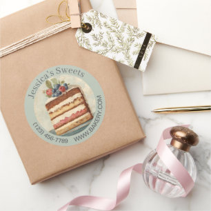 Elegant Dessert Baker Cake Caterer Cupcake Bakery Classic Round Sticker