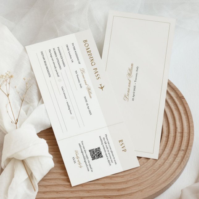 Elegant Destination Wedding Boarding Pass RSVP (Creator Uploaded)