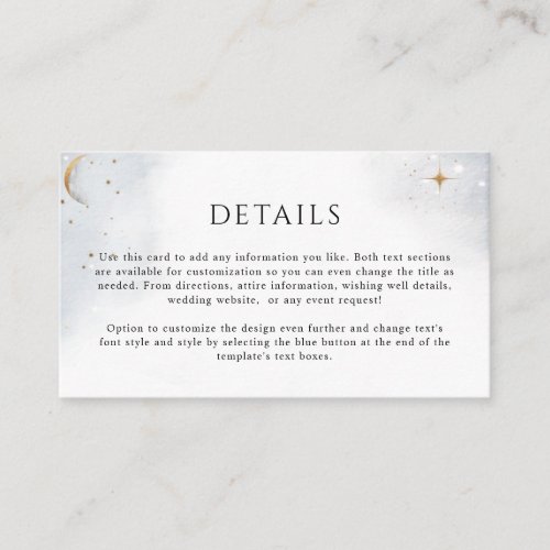 Elegant Details Or Other Celestial Wedding Enclosure Card