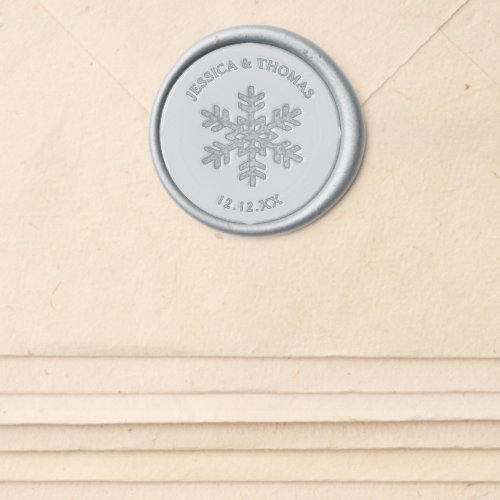 Elegant Diamante Snowflake Winter Wedding Wax Seal Sticker