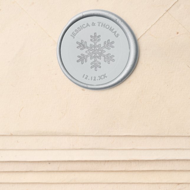 Elegant Diamante Snowflake Winter Wedding Wax Seal Sticker (Front)