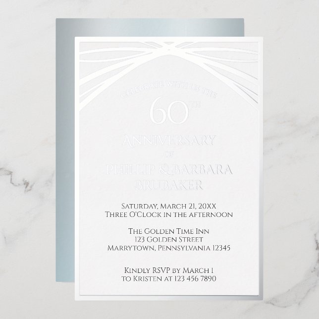 Elegant Diamond 60th Wedding Anniversary Party Foil Invitation (Front/Back)