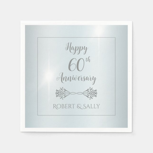Elegant Diamond 60th Wedding Anniversary Party  Napkins (Front)