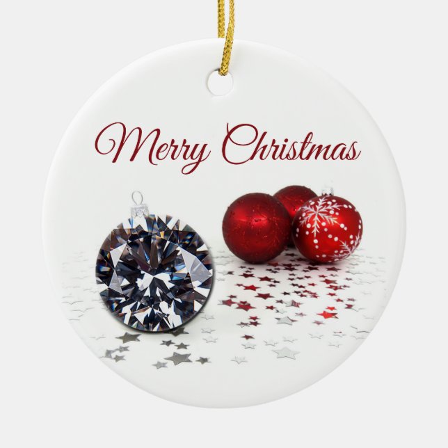 Elegant Diamond and Red Christmas Ornaments (Front)