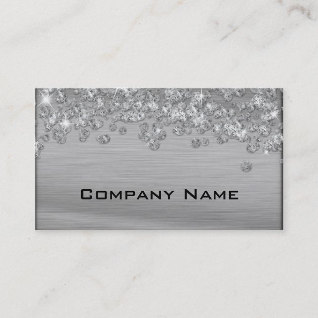 Elegant Diamond Appeal Silver  Business Card (Front)
