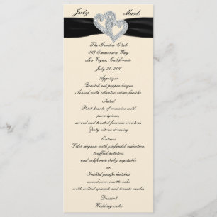 Elegant Diamond Black Ribbon Menu Card