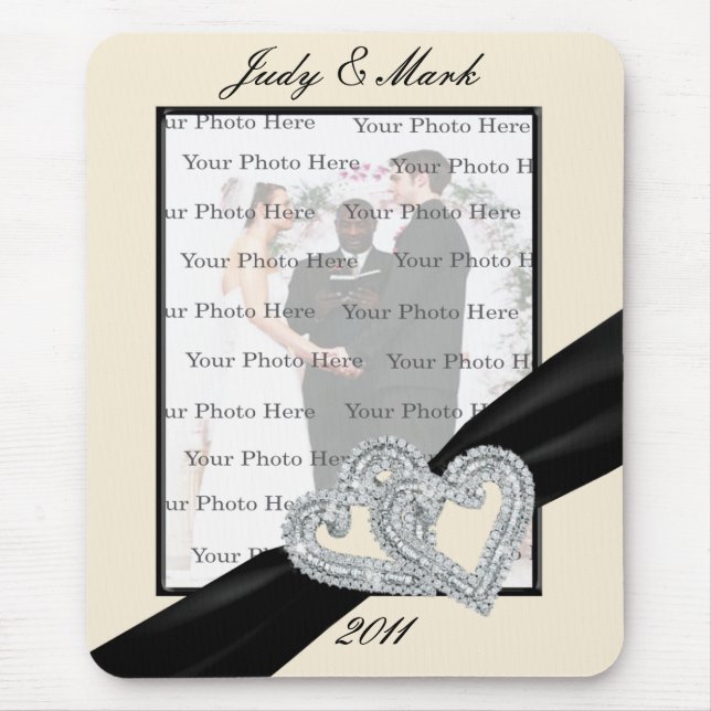 Elegant Diamond Black Ribbon Mouse Pad (Front)