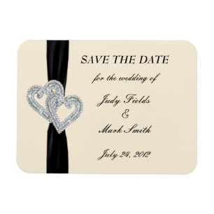 Elegant Diamond Black Ribbon Save The Date Magnet