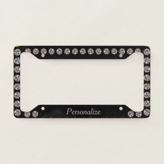 Elegant Diamond Border Bling Glam Personalized License Plate Frame