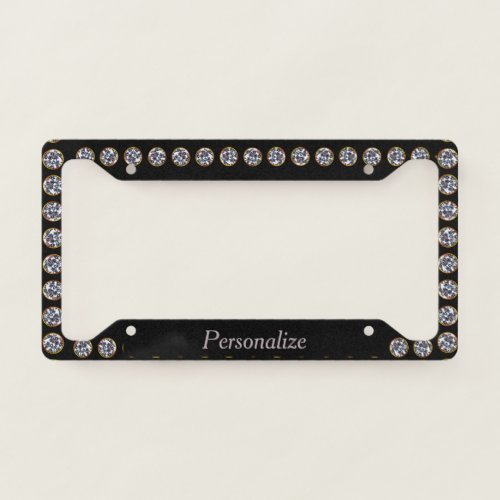 Elegant Diamond Border Bling Glam Personalized License Plate Frame