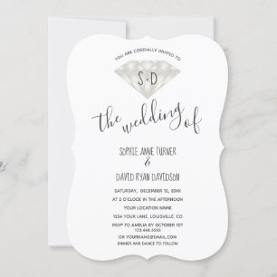 Elegant Diamond Calligraphy Wedding Invitation