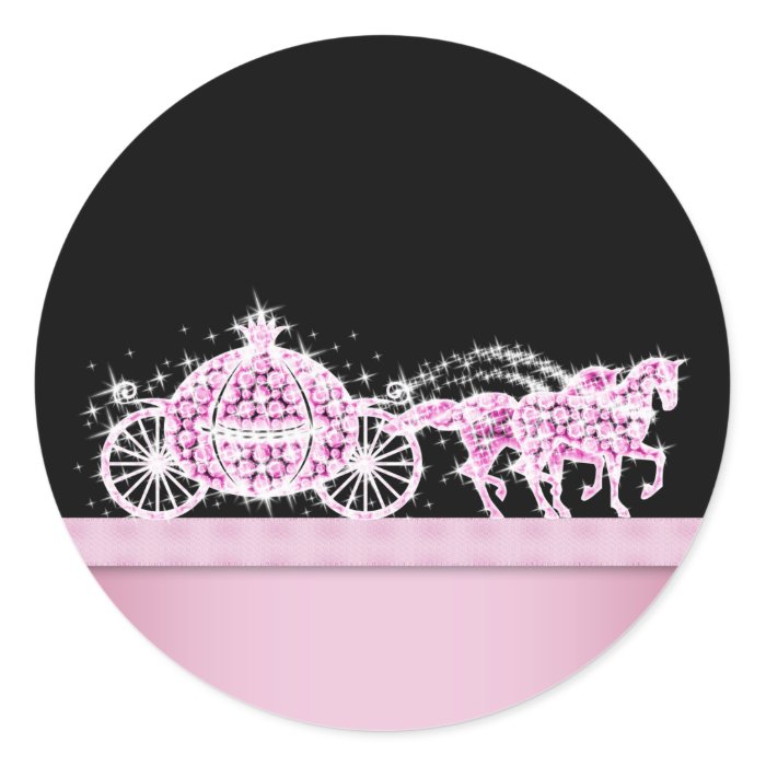 Elegant Diamond Carriage Pink Princess Stickers