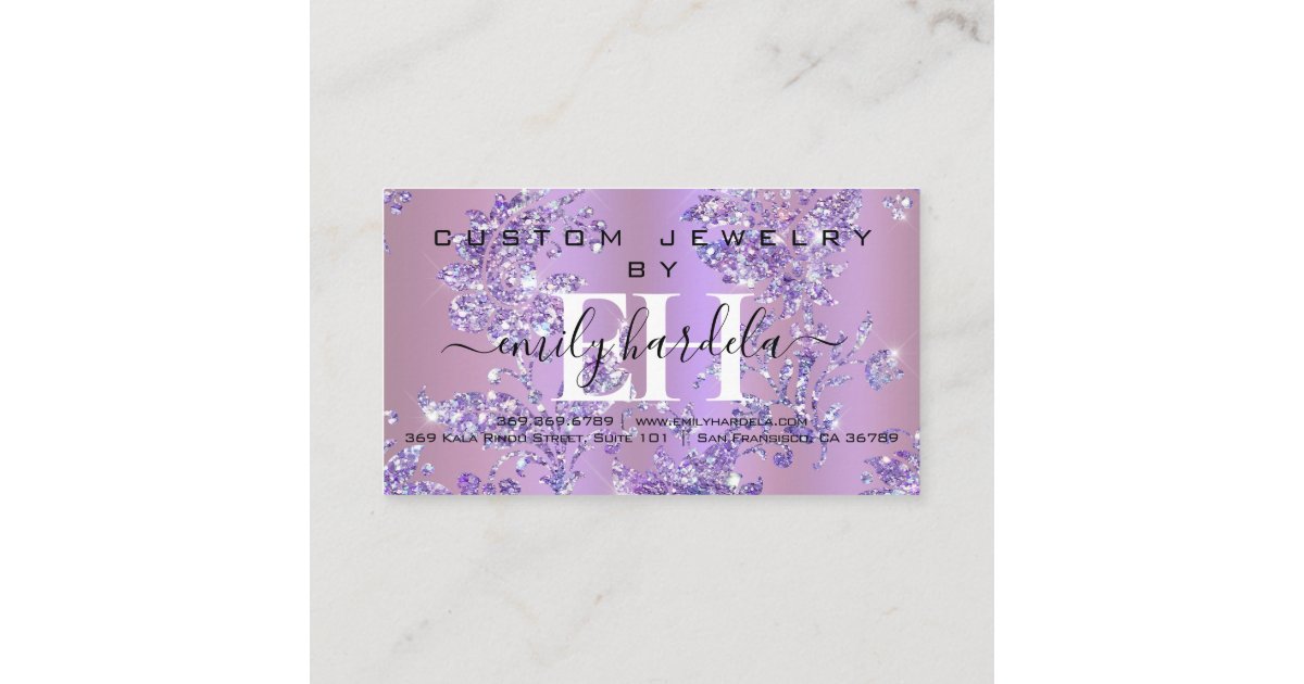 Elegant Diamond Custom Jewelry Business Card Zazzle