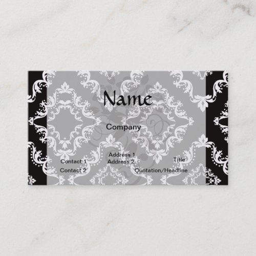 elegant diamond damask black white business card template
