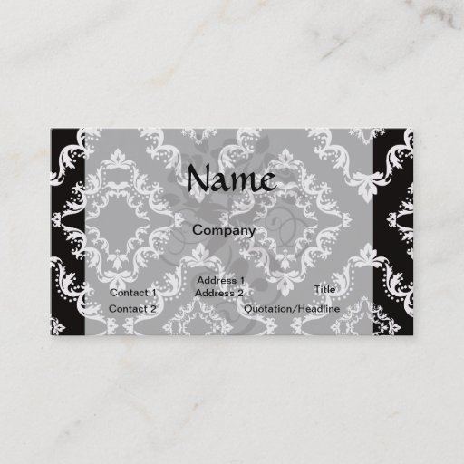 Customizable elegant diamond damask black white business card template
