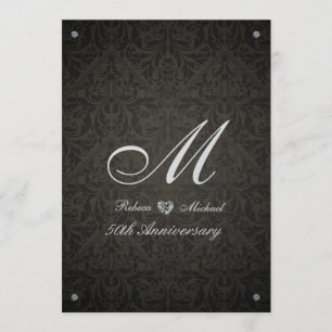 Elegant Diamond Damask Monogram Anniversary invite