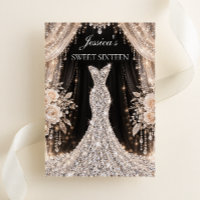 Elegant Diamond Dress Black & Champagne Sweet 16